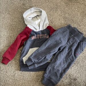 Nautica Navy & Red Hooded Sweatshirt with Joggers Set